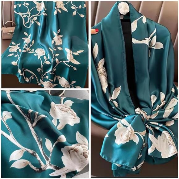 100% Large Silk Feeling Scarf -Women's Fashion Long Satin Neck Scarf - Picture 7 of 7